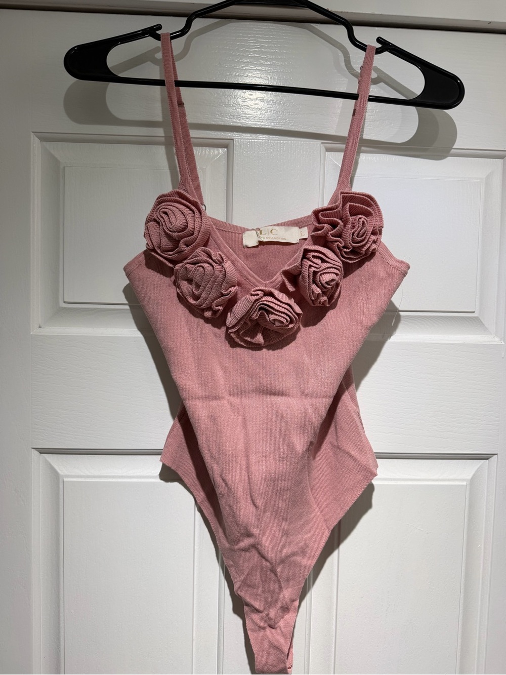 Children's Pink Rose Applique One-Piece Swimsuit